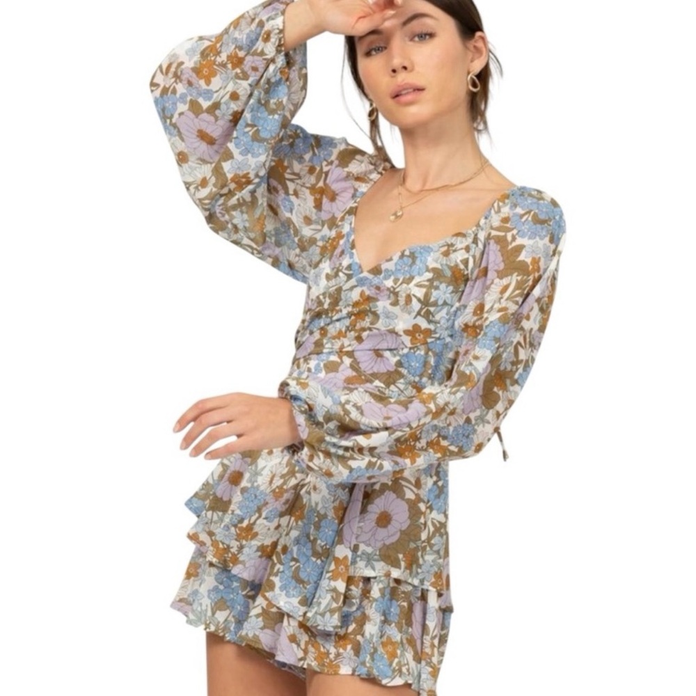 Floral Long Sleeve Women's Romper